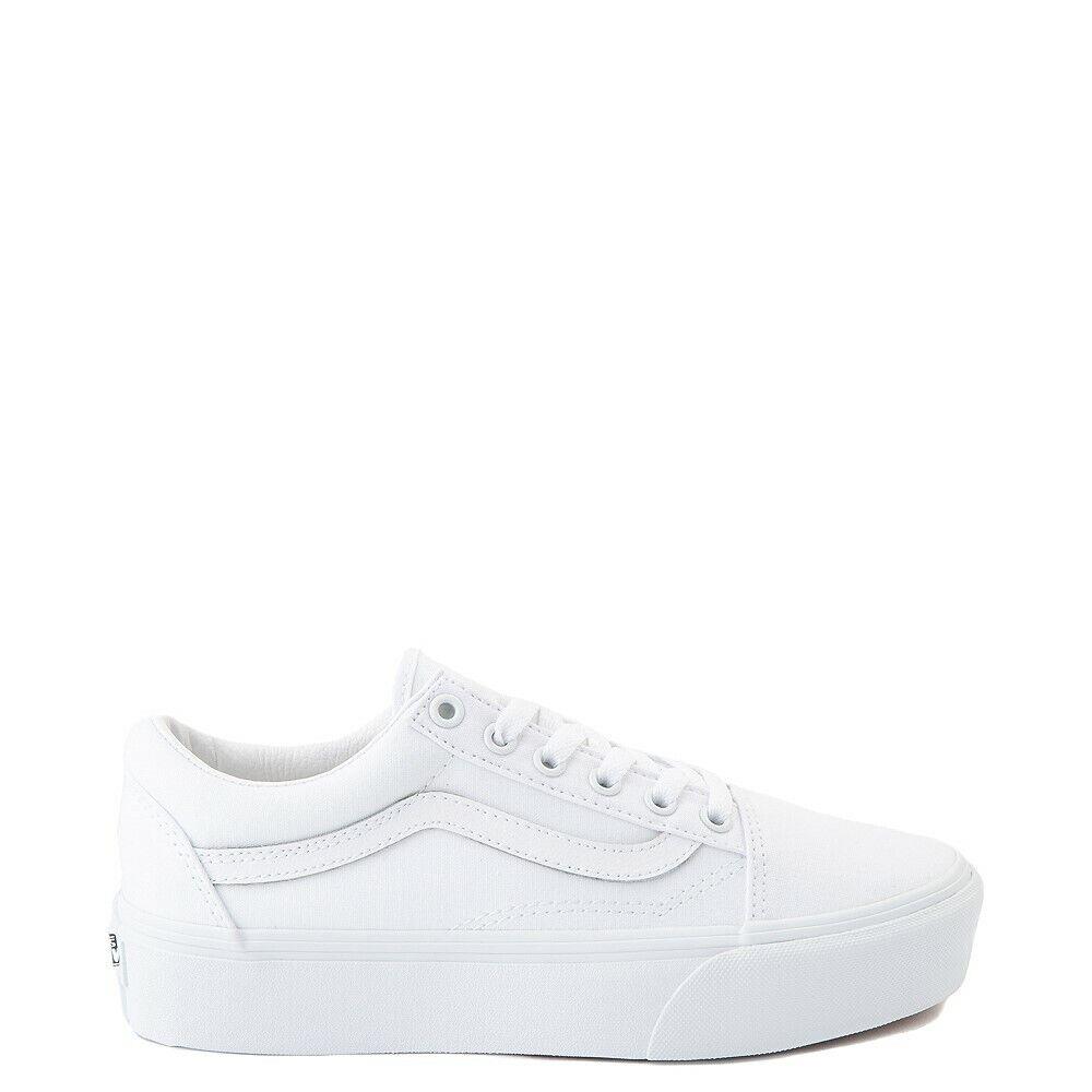 Vans Old Skool Platform Sneaker White Monochrome Womens 6-10
