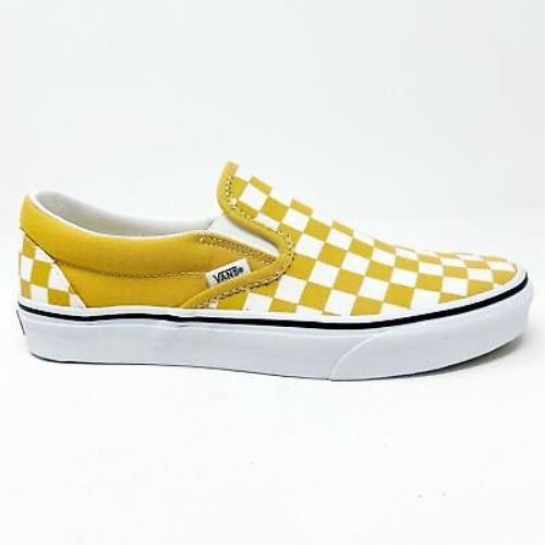 Vans Classic Slip On Checkerboard Ochre Gold True White Mens Casual Sneakers