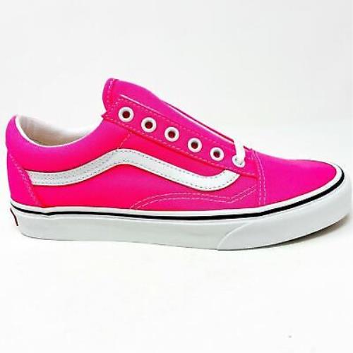 Vans Old Skool Neon Knockout Pink True White Womens Size 5.5 Sneakers