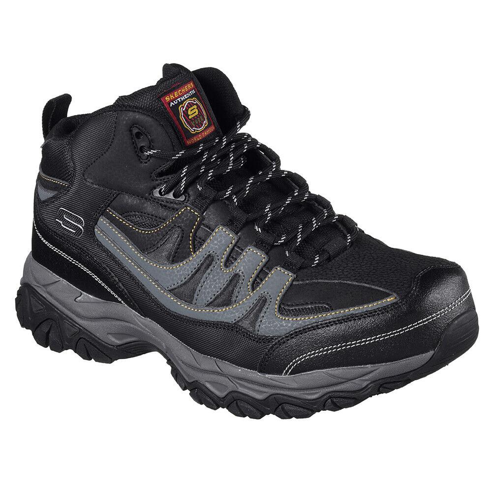 Mens Skechers Work Steel Toe EH SR Holdredge Rebem Hiker Black Leather Shoes