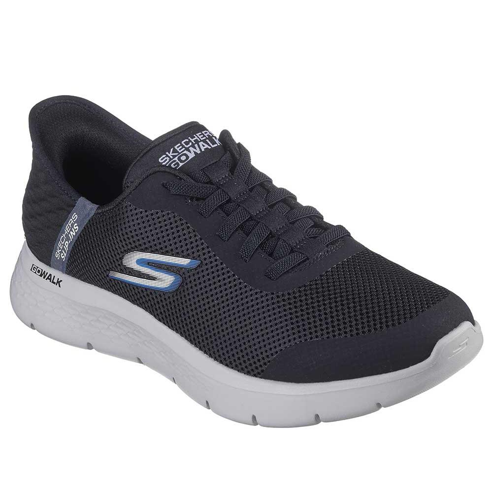 Skechers Men`s Slip-ins GO Walk Flex Hands Up Black Grey - Black Grey