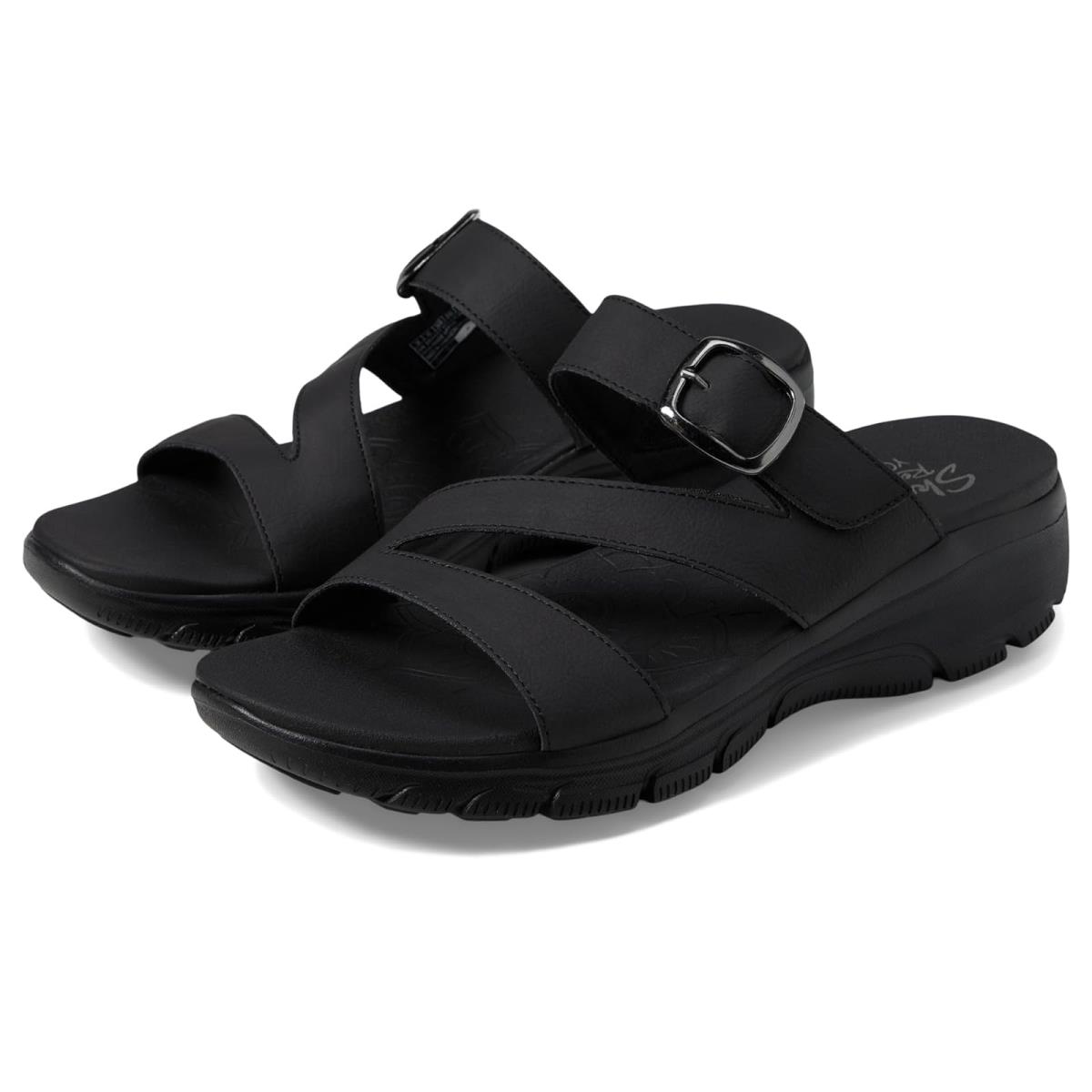 Woman`s Sandals Skechers Easy Going - Slide On By Black/Black