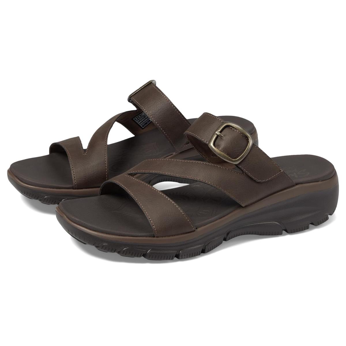 Woman`s Sandals Skechers Easy Going - Slide On By Chocolate