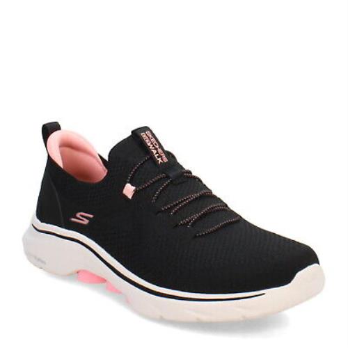 Women`s Skechers GO Walk 7 - Abie Sneaker 125225-BKHP Black Hot Pink Mesh Synth