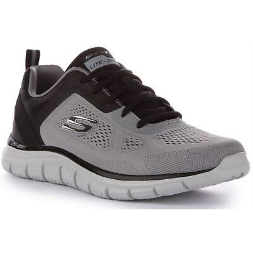 Skechers Track Broader Vegan Memory Foam Sneaker Grey Black Mens US 7 - 13 - GREY BLACK