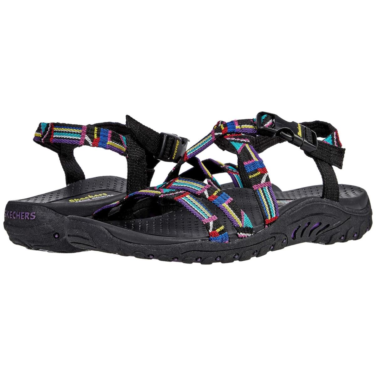 Woman`s Sandals Skechers Reggae - Native Vibez Black Multi