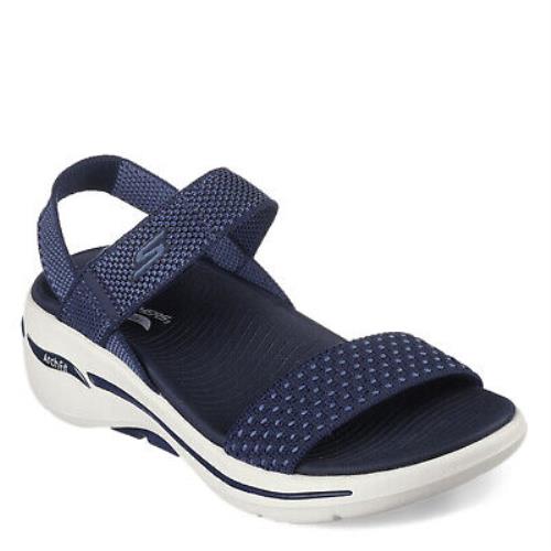 Women`s Skechers GO Walk Arch Fit - Polished Sandal 140264-NVY Navy Synthetic