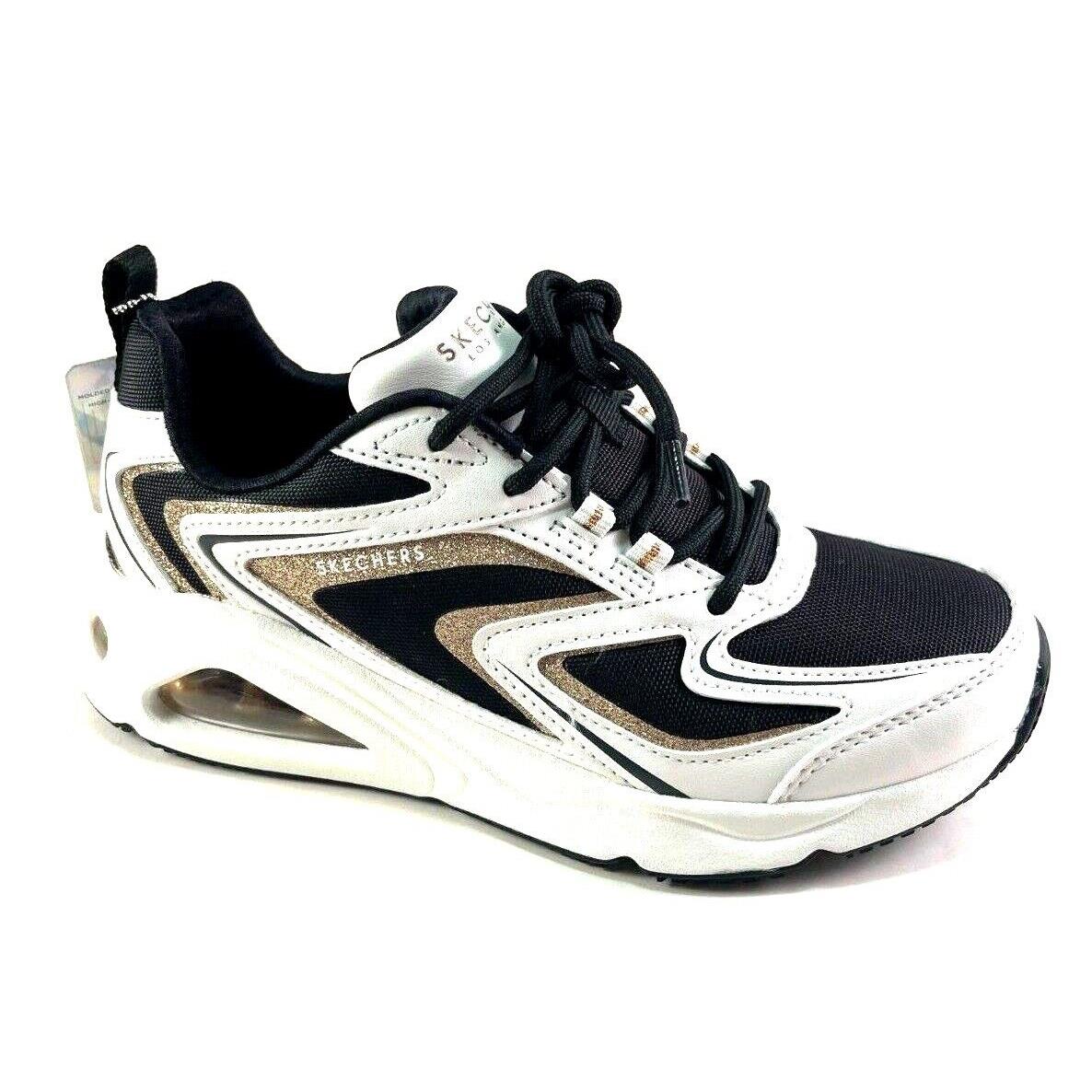 Skechers 177422 White/black/gold Uno Shimm-airy Memory Foam Lace Up Sneaker