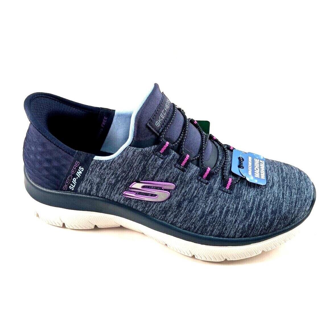 Skechers 149937 Navy/purple Slip-ins Air-cooled Memory Foam Sneaker