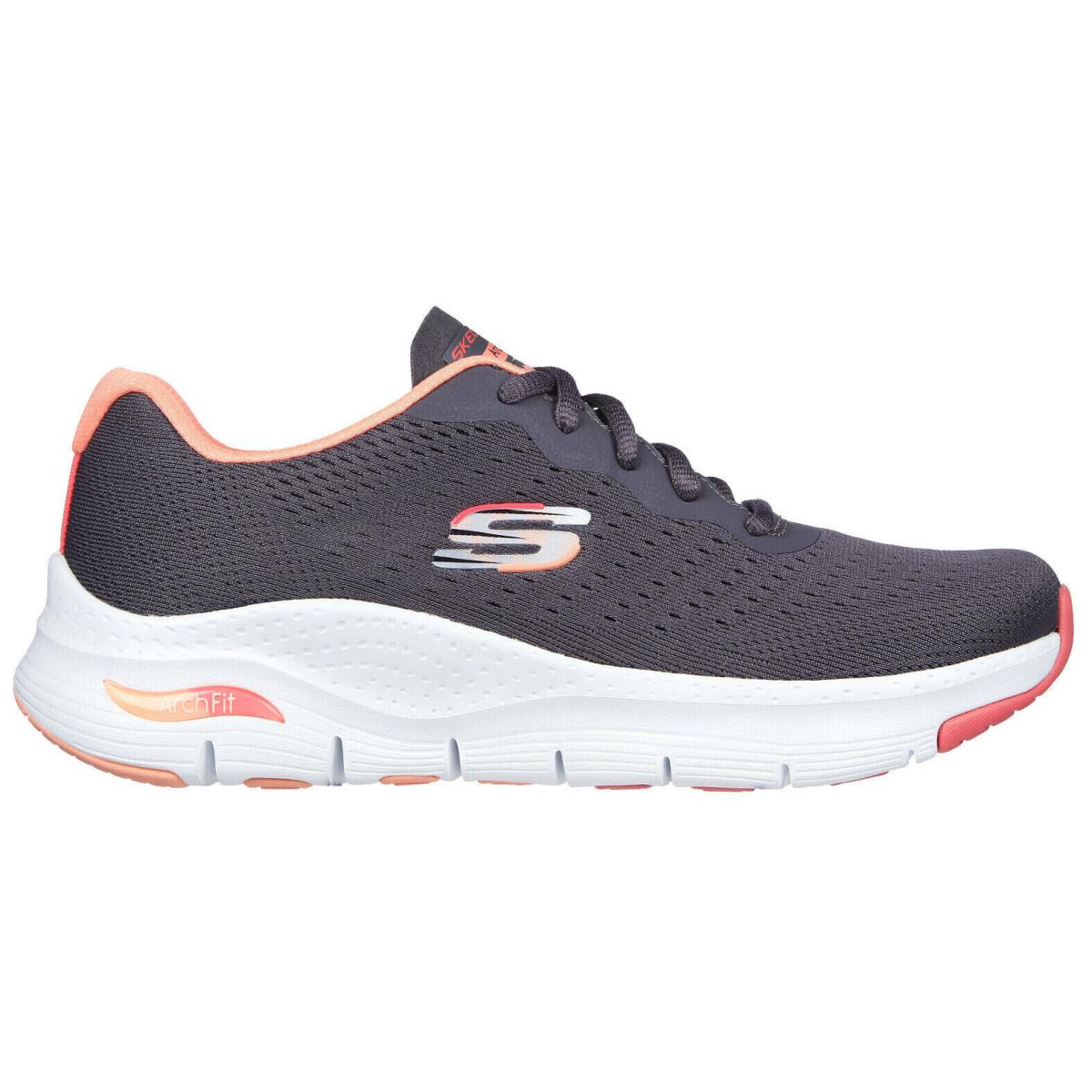 Skechers Women`s Skechers Arch Fit - Infinity Cool Charcoal/coral Select Size - Charcoal/Coral