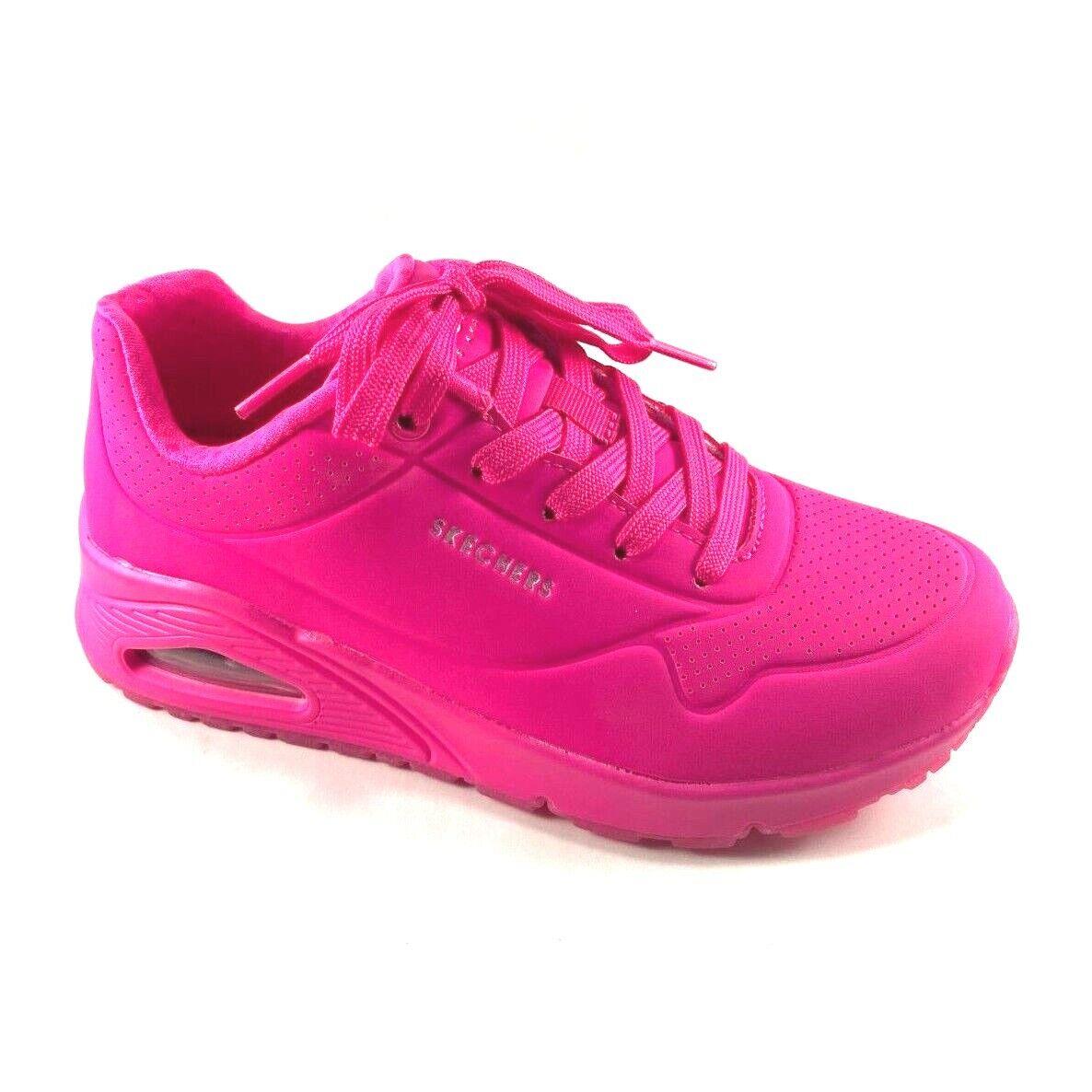 Skechers 73667 Hot Pink Uno Night Shade Air Cooled Memory Foam Lace Up Sneaker - Hot Pink