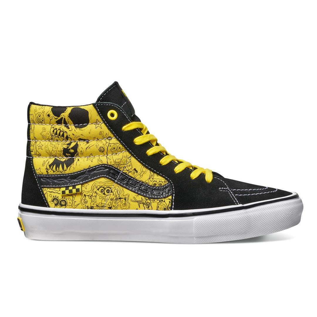 Size 8.0 Vans Skate Spongebob Sk8-Hi Black / Yellow