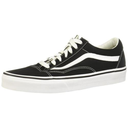 Vans Unisex Old Skool Classic Skate Shoes Canvas Black/true White 10.5