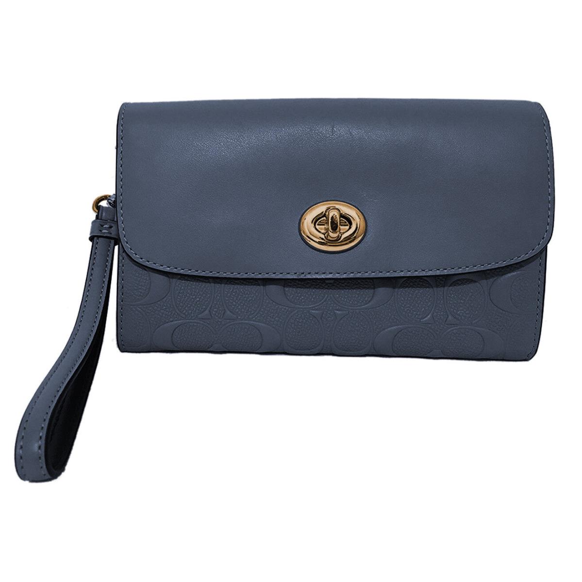 Coach Womens Midnight Blue Embossed Leather Crossbody Bag Purse F24469 8240-2