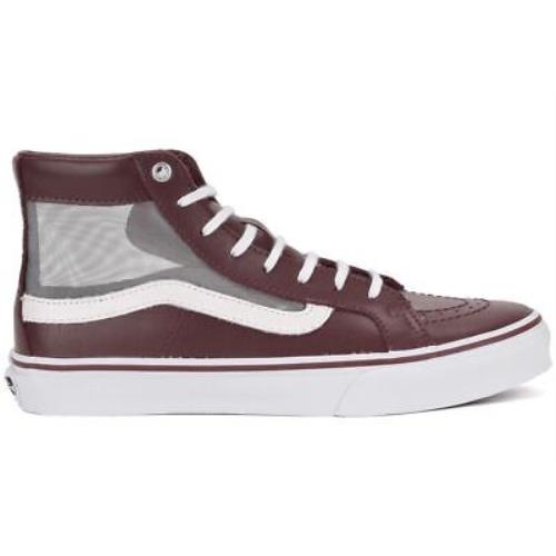 Vans Sk8 Hi Slim Cutout Mesh Port Burgundy White Womens Size 8.5 Sneakers - Burgundy