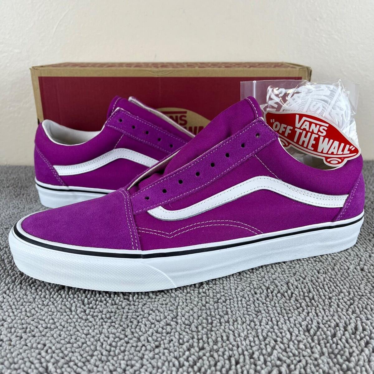 Vans Old Skool Fuchsia Red Purple True White Shoes Sneakers Men`s Size 13
