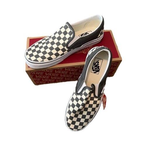 Vans Classic Slip-on Sneaker Size 40 Checkerboard Pewter White 9.5W 8M