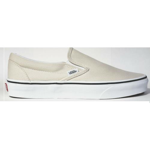 Vans Classic Slip-on Birch True White Canvas Sneakers Men`s 7.5 Women`s 9.0