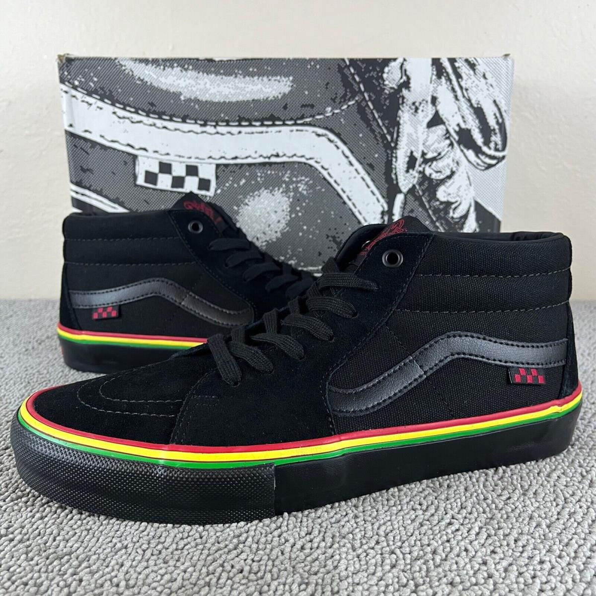 Vans Grosso Mid Rasta Black Ultracush 3D Skate Shoes Sneakers Men`s Size 10.5