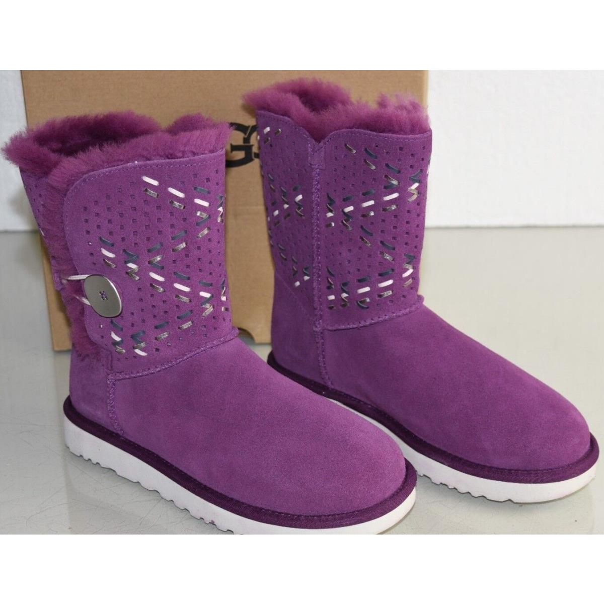 Ugg Uggs Bailey Botton Tehuano Purple Passion Boots White 7 UK 5.5 EU 38