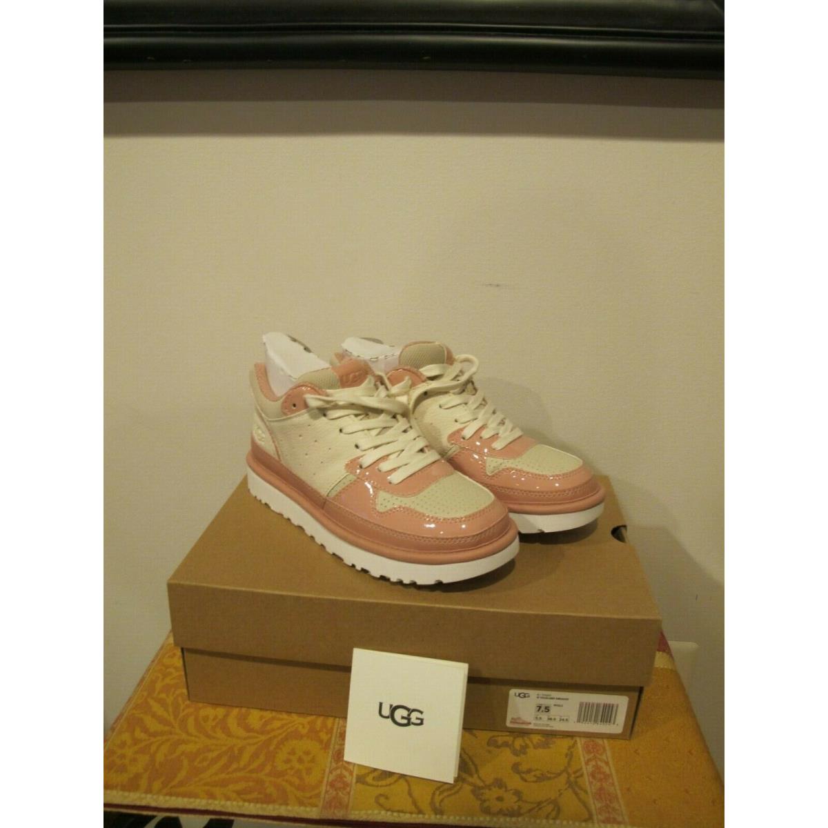 Ugg Australia Women`s White Pink Highland Heritage Sneaker Size 7.5 and 8