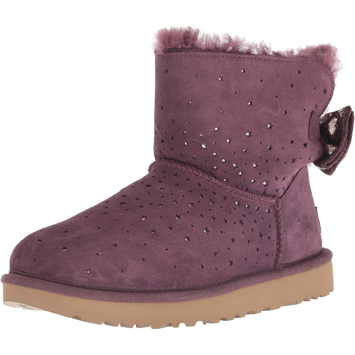 Ugg Uggs Stargirl Bow Mini Port Suede Boots Purple US 9 EU 40 UK 7 J26