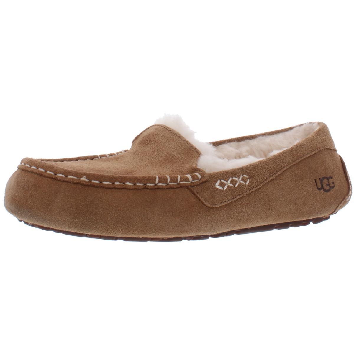 Ugg Womens Ansley Suede Comfy Slip On Moccasin Slippers Loungewear Bhfo 2518 Chestnut