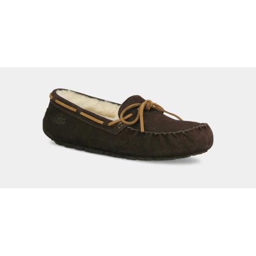 Ugg Men`s Olsen Suede Wool Lined Moccasin Slippers Espresso Brown