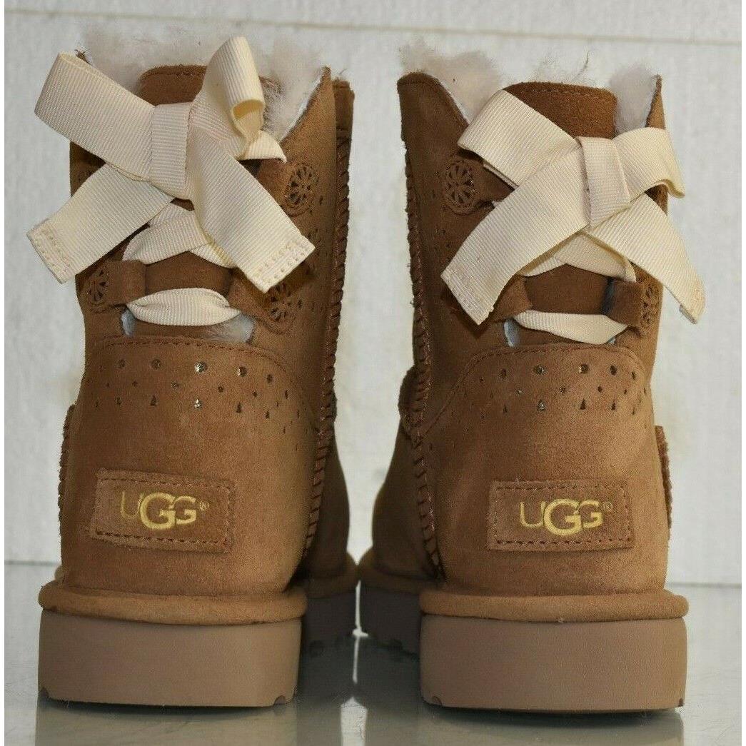 Mini Ugg Uggs Dae Sunshine Perforated Boots Chestnut Brown Bow 10 Eur 41