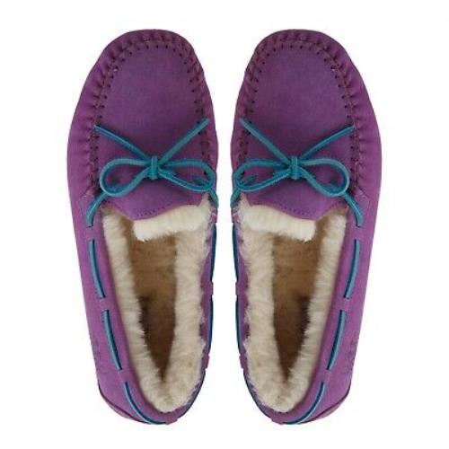 Ugg Kids Dakota Suede Sheepskin Moccasin Slipper Electric Violet US 5