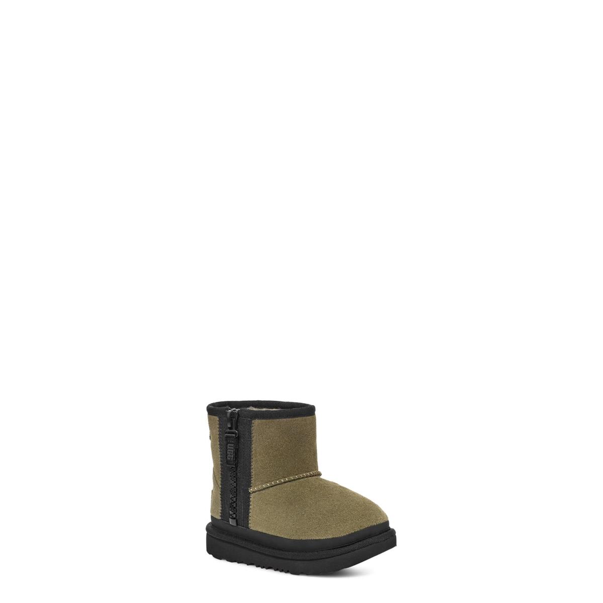 Boy`s Boots Ugg Kids Classic Mini Zipper Tape Logo Toddler/little Kid Burnt Olive