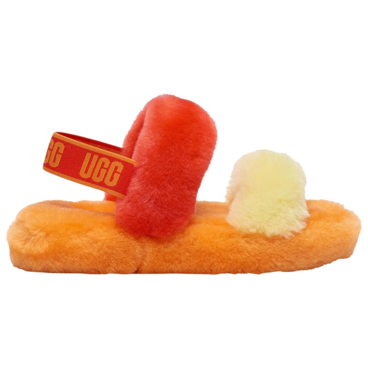 Grade School Youth Size Ugg Oh Yeah Slippers 1115752K - Orange/Red/Yellow