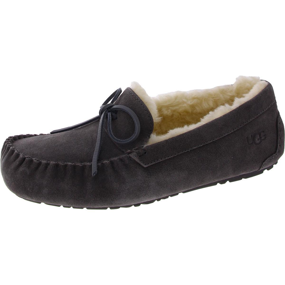 Ugg Olsen Men`s Suede Wool Lined Moccasin Slippers Gray