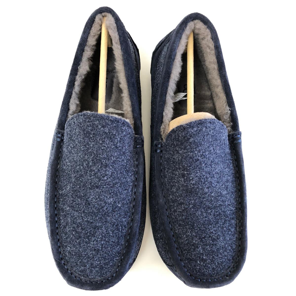 Ugg Men`s Ascot Wool Slippers Loafer Dark Sapphire Blue 1103890 Sz 8 9