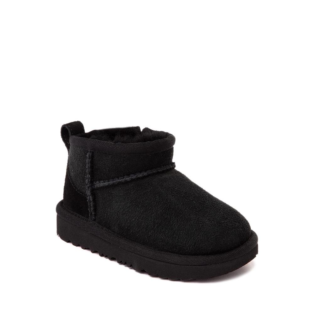 Ugg Toddler`s Classic Ultra Mini 1130750T Black Suede Slip On Boots - Black