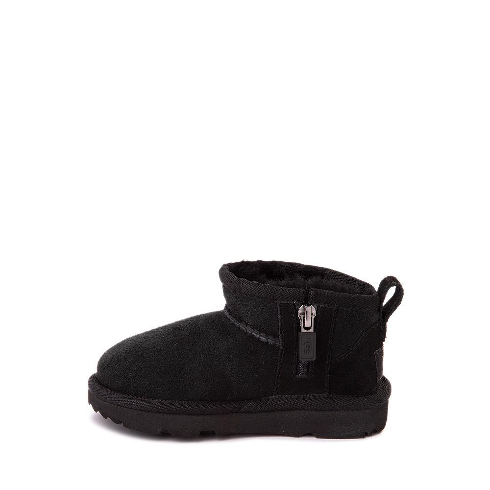 Ugg Toddler`s Classic Ultra Mini 1130750T Black Suede Slip On Boots - Black