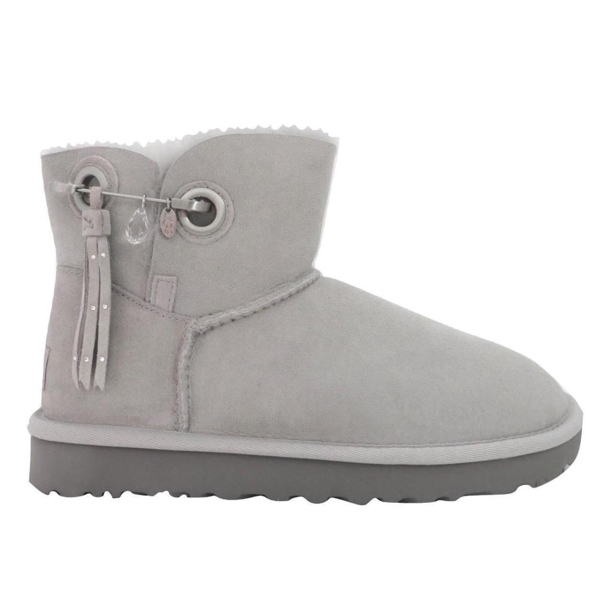 Ugg Women`s Josey Bling Embellished Swarovski Crystal Gray Suede Boots Suede & Shearling