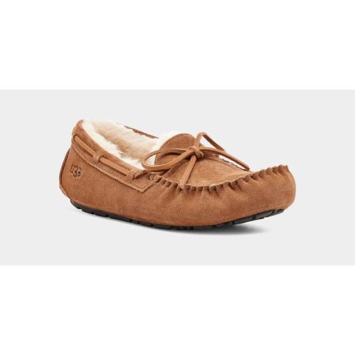 Ugg Men`s Olsen Wool Lined Moccasin Slipper Chestnut / Brown