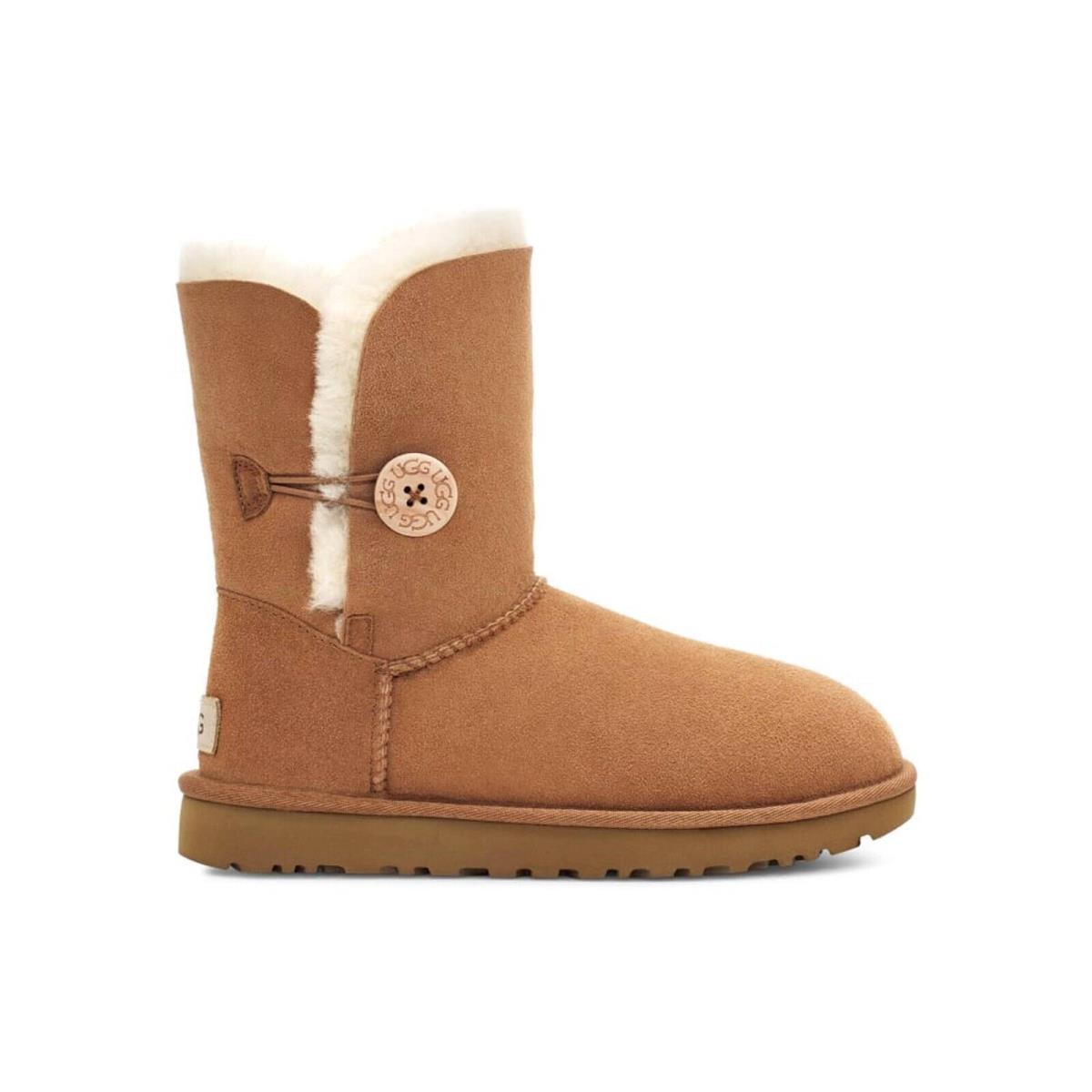 Women Ugg Bailey Button II Boot 1016226 Color Chestnut Suede Upper