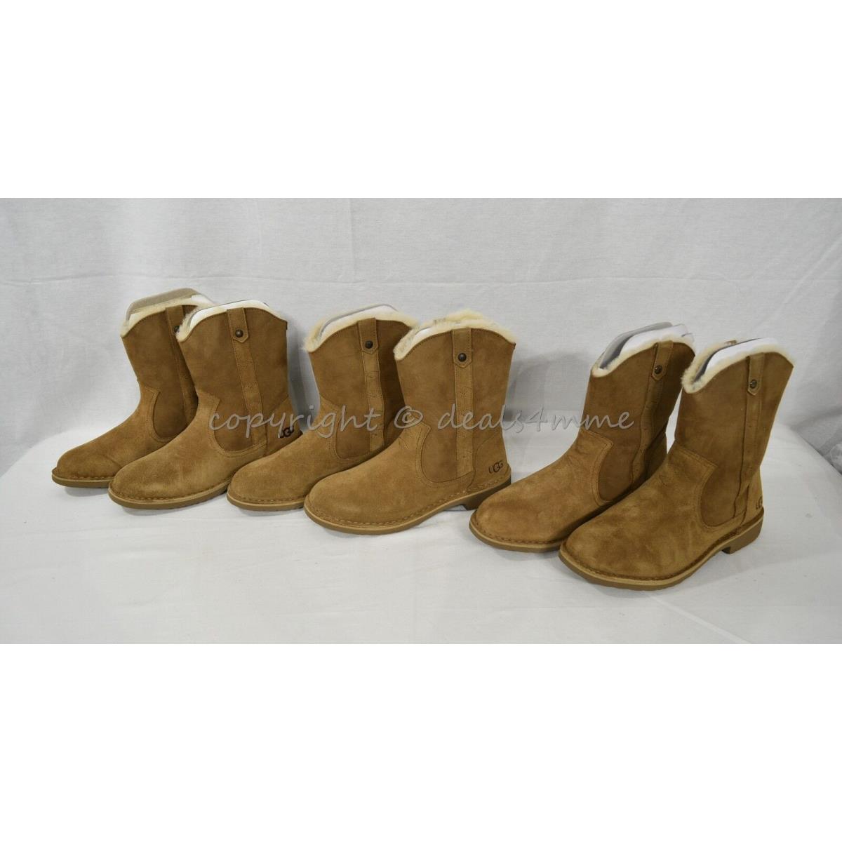 Ugg Larker Suede Block Heel Boots in Chestnut. US Women`s Size 7 / 7.5 / 9