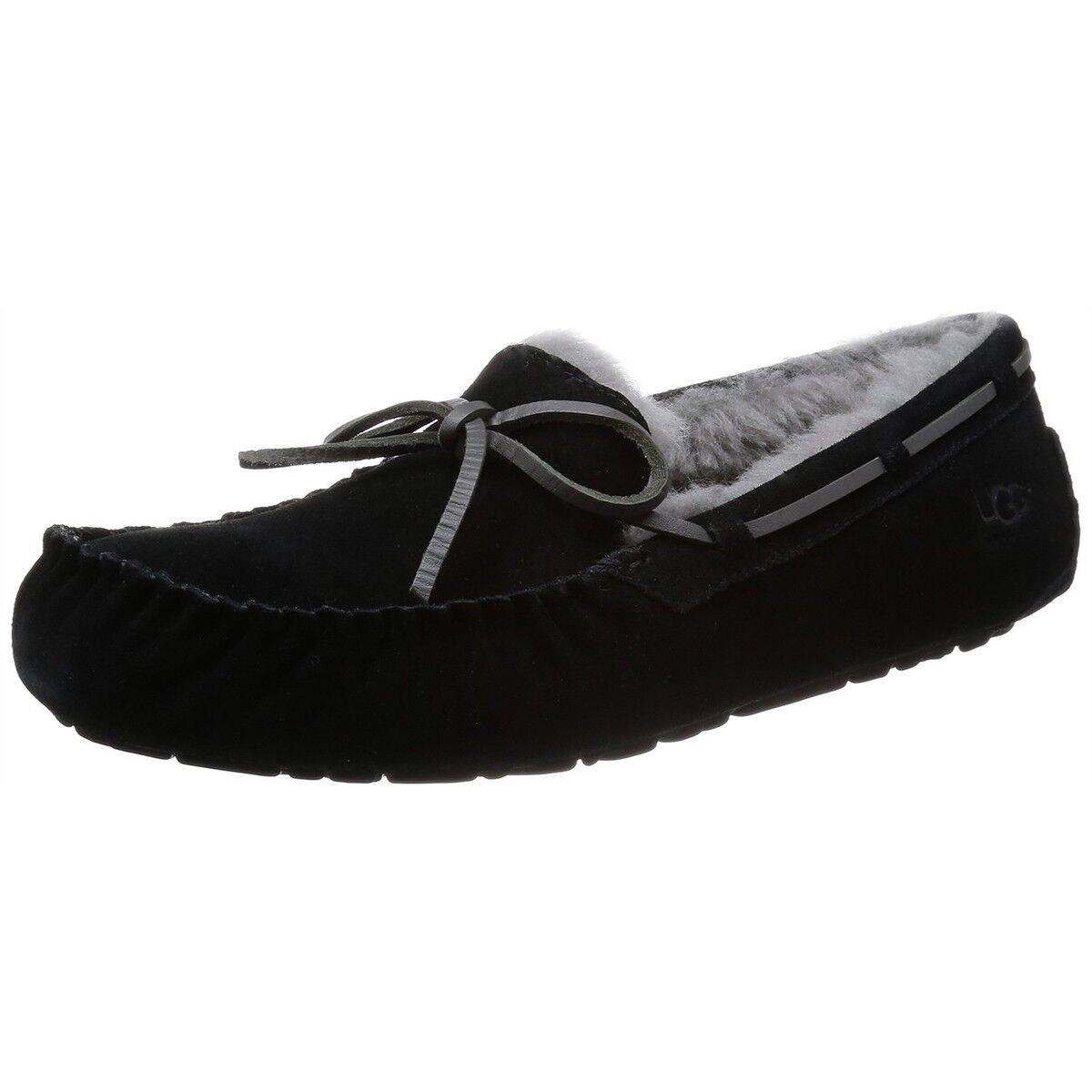 Ugg Australia Men Olsen Home Slippers Suede Slip On Loafer Moccasin Slippers Black