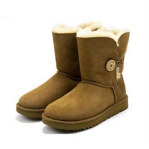 Ugg Australia Womens Bailey Button II Twinface Sheepskin Short Winter Boots Chestnut II