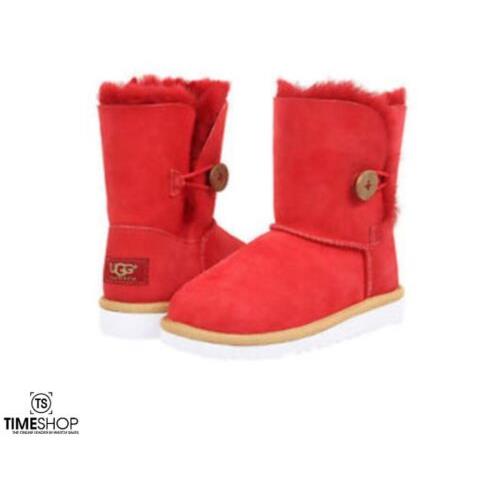 Ugg Australia Bailey Button Suede Toddler Boots Scarlet - Size 8 - 1008217