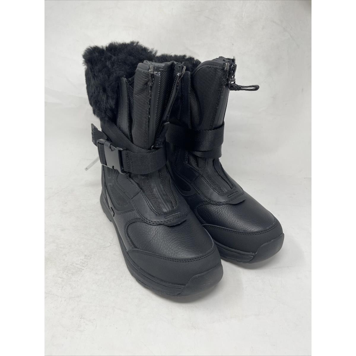 Ugg Tahoe Boots Black Leather Sheepskin Waterproof Snow Women`s US 7 dd7