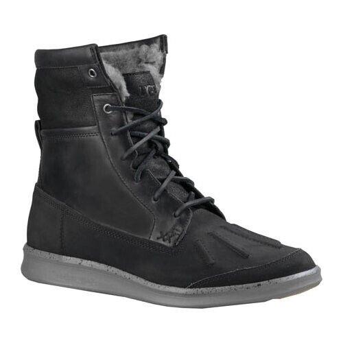 Ugg Australia Roskoe 1012204 Men`s Black Leather Ankle Snow Boots US 8.5 UGG185 - Black