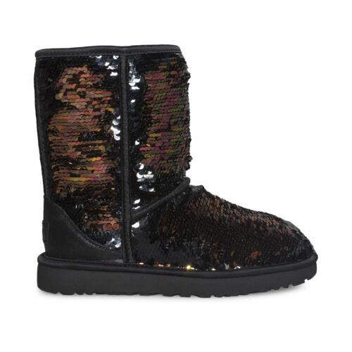 Ugg Classic Short Sequin Black Fashion Sparkle Women`s Boots Size US 7/UK 5