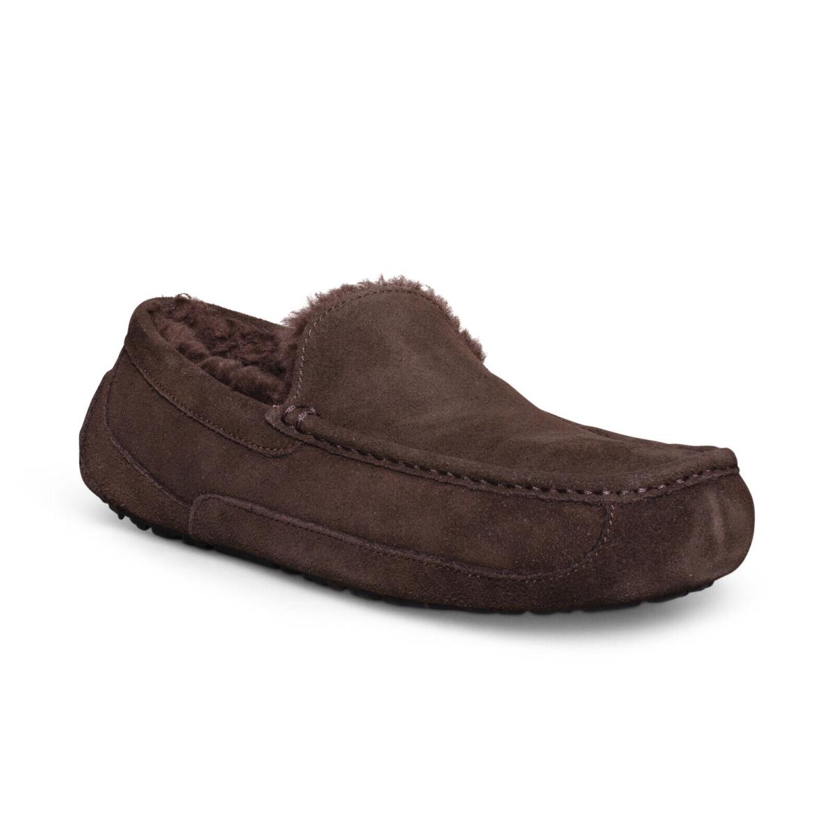 Ugg Ascot Dusted Cocoa Suede Sheepskin Moccasin Shoes Men`s Slippers Size US 13