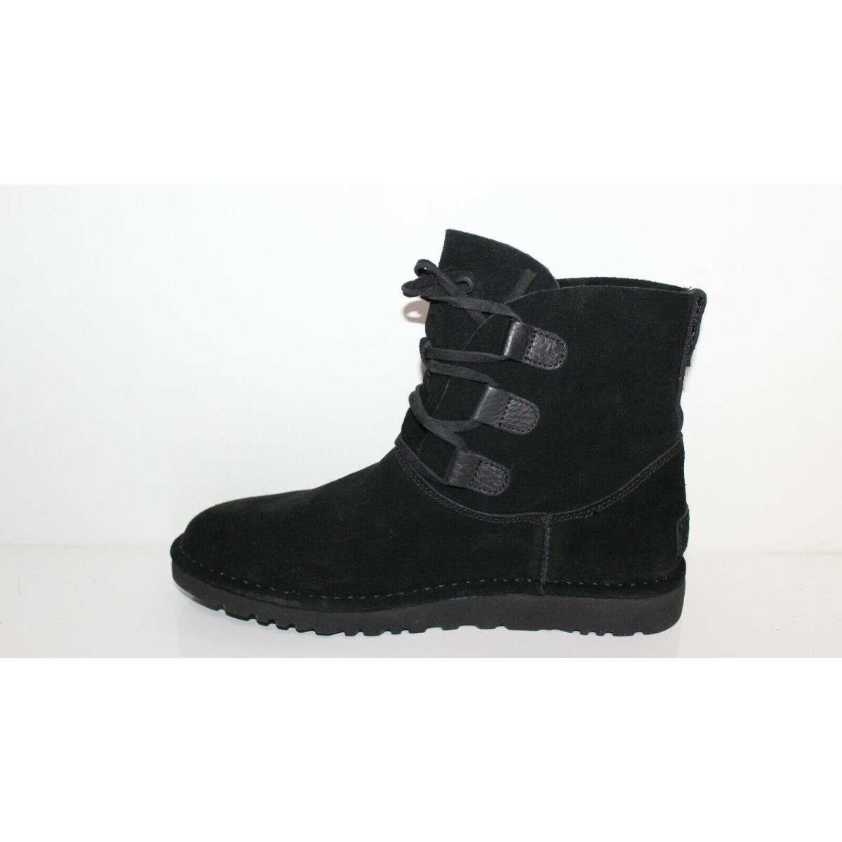 Ugg Australia 1017534 BK 11 Women Elvi Suede Laceup Sheepskin Boot Black 11