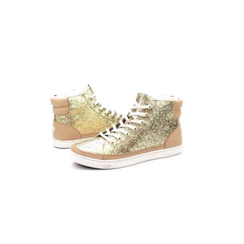 Ugg Gradie Glitter Gold Fashion High Top Sneakers Size 5.5 US