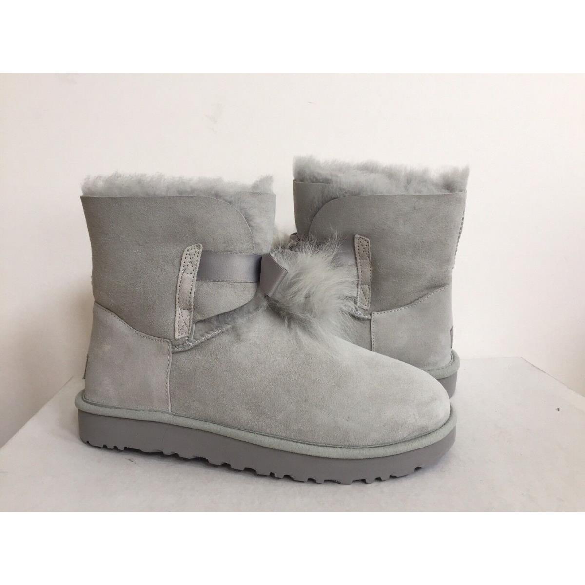 Ugg Gita Grey Violet Leather Toscana Pom Pom Boot US 9 / EU 40 / UK 7.5